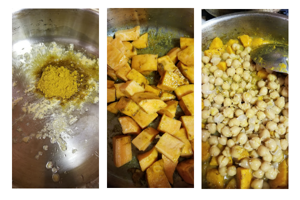 curry channa and sweet potatoes